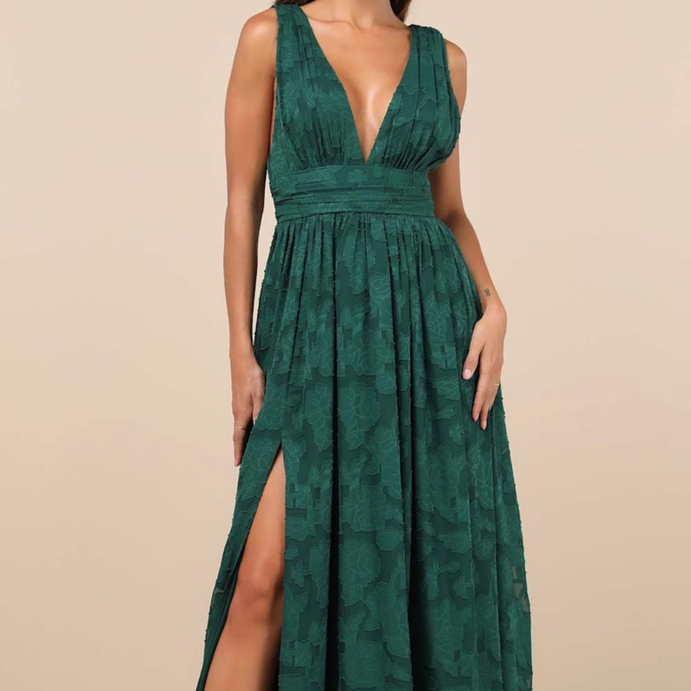 Lulus | Sweet Sophistication Green Burnout Floral Maxi Dress | XL | NWT